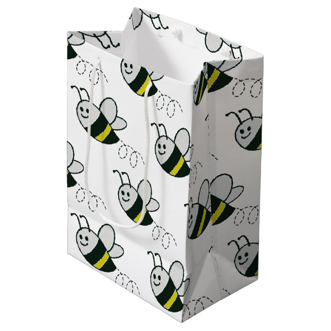 Bolsa De Regalo Mediana Borroidery Print Cute Bee Baby Shower (Angulo Anverso)