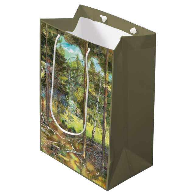 Bolsa De Regalo Mediana Bosque de pinos (Angulo Anverso)