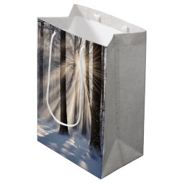 Bolsa De Regalo Mediana Bosque invernal con rayos de sol