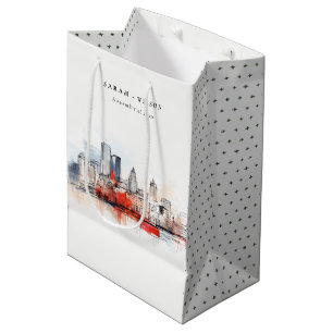 Bolsa De Regalo Mediana Boston Massachusetts City Scape Watercolor Boda