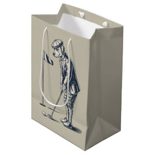 Bolsa De Regalo Mediana Boston Terrier Golf Vintage Perro Golfista Madre B