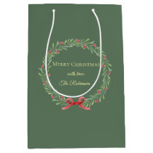 Botanical Christmas Wreath Modern Script
