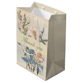 Bolsa De Regalo Mediana  Botanical Vintaqe Wildflower Thank You 