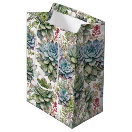 Bolsa De Regalo Mediana Botánicos Elegantes de Jardín de Suculentas en Acu