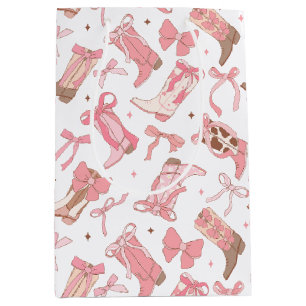 Bolsa De Regalo Mediana Botas de Rodeo Rosadas del Oeste con Lazos para De