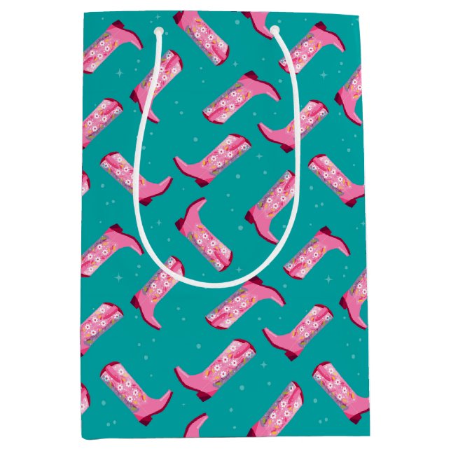 Bolsa De Regalo Mediana Botas de vaquero y flores (Anverso)