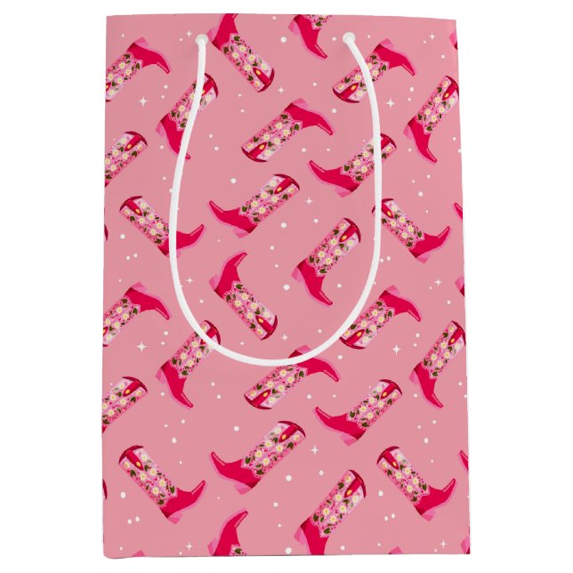 Bolsa De Regalo Mediana Botas de vaquero y flores (Anverso)