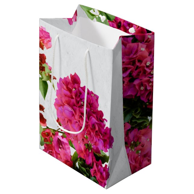Bolsa De Regalo Mediana Bougainvillea Floral Mediterráneo Isla Griega (Angulo Anverso)