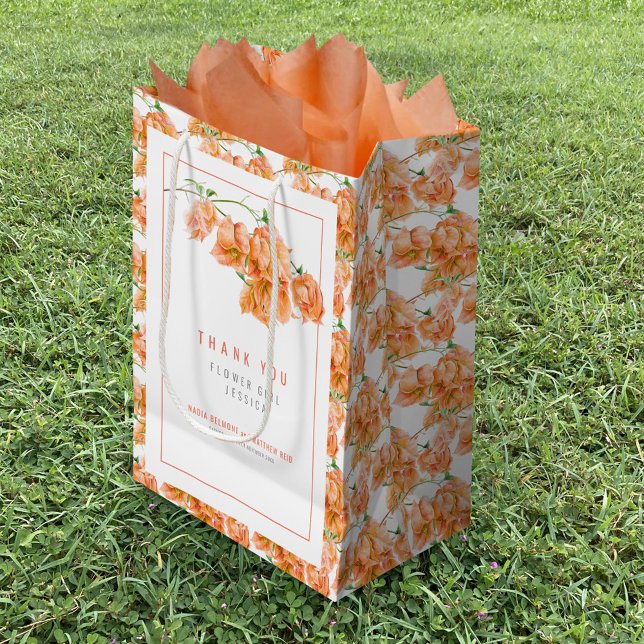 Bolsa De Regalo Mediana Bougainvillea naranja acuarela favorita la boda (Subido por el creador)