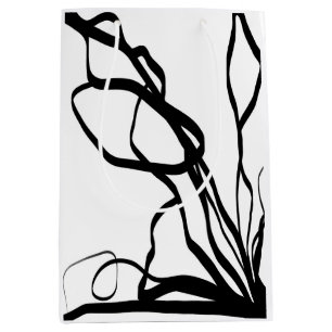 Bolsa De Regalo Mediana Bouquet Blanc: Resumen blanco y negro
