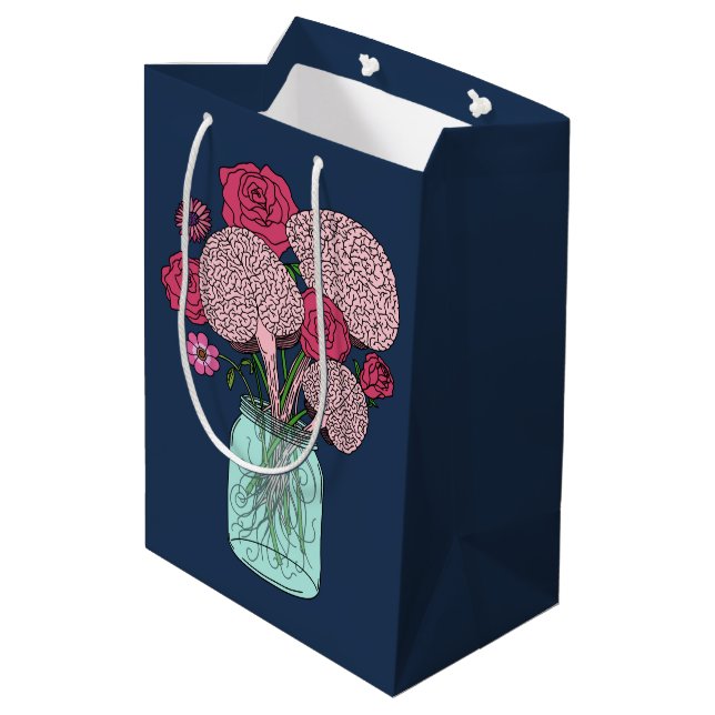 Bolsa De Regalo Mediana Bouquet de las flores del cerebro (Angulo reverso)