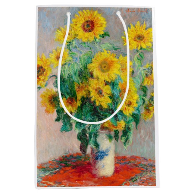Bolsa De Regalo Mediana Bouquet de los girasoles Claude Monet (Anverso)
