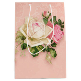 Bolsa De Regalo Mediana Bouquet rosa rosa blanco