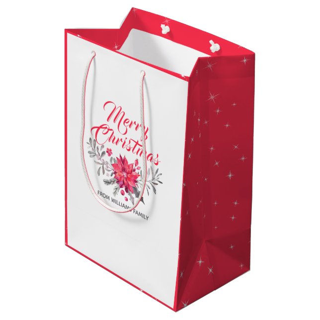 Bolsa De Regalo Mediana Bouquet y tipografía moderna para navidades (Angulo reverso)