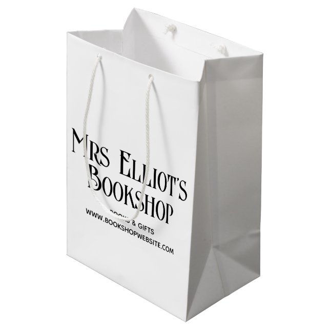 Bolsa De Regalo Mediana Boutique Business Black & White Modern Simple (Angulo Anverso)