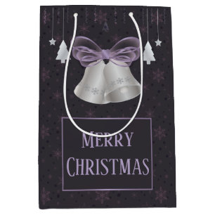 Bolsa De Regalo Mediana Bow plateado y morado