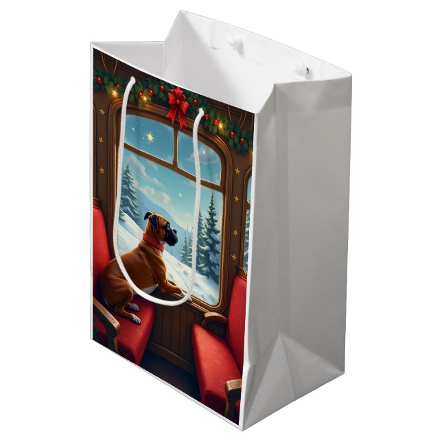 Bolsa De Regalo Mediana Boxer Christmas Eve Train Ride Painting (Angulo Anverso)