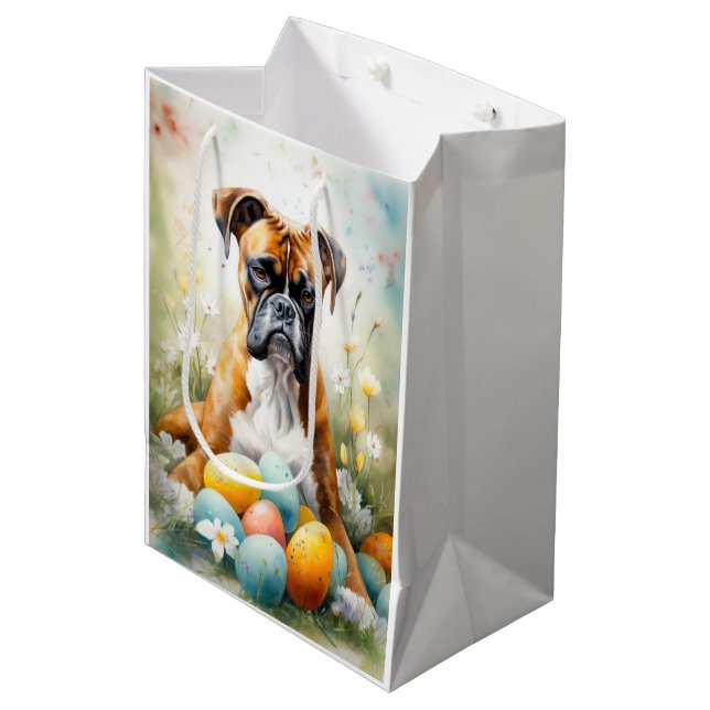 Bolsa De Regalo Mediana Boxer Dog con vacaciones en Pascua (Angulo Anverso)