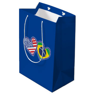 Bolsa De Regalo Mediana Brasil EE.UU. Corazones de amor