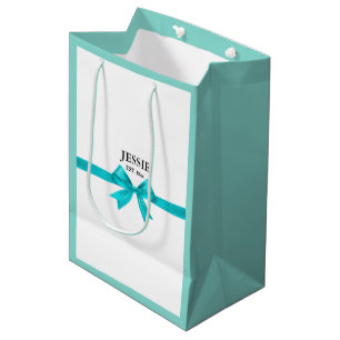 Bolsa De Regalo Mediana Bride y fiesta de ducha azul verde azulado de la
