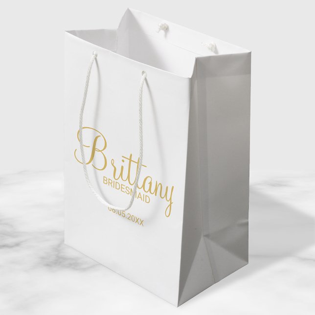 Bolsa De Regalo Mediana Bridesmaids personalizadas de blanco y oro moderno (Subido por el creador)