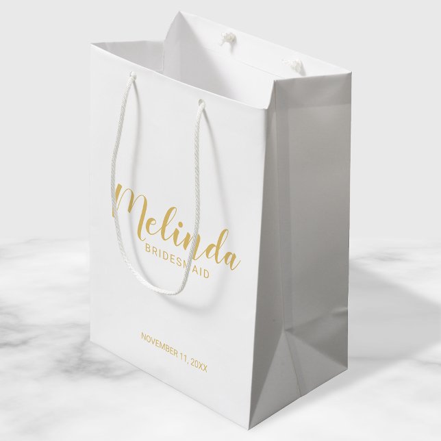 Bolsa De Regalo Mediana Bridesmaids personalizadas de oro con guión modern (Subido por el creador)