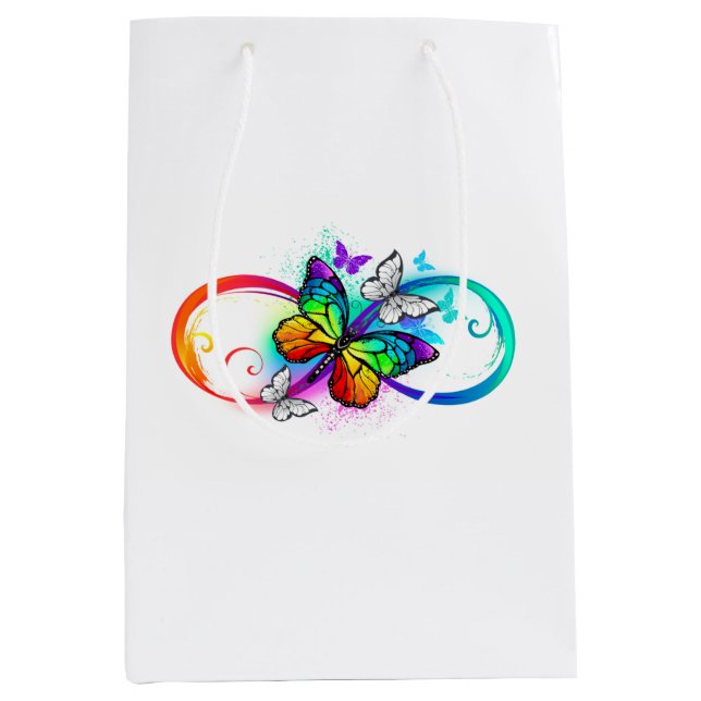 Bolsa De Regalo Mediana Bright infinity with rainbow butterfly (Anverso)