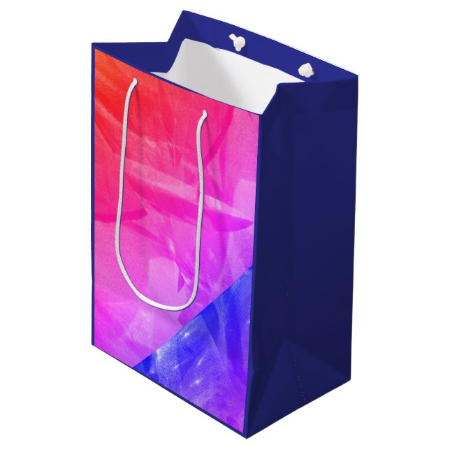 Bolsa De Regalo Mediana Bright pink red blue abstract sharp design (Angulo Anverso)