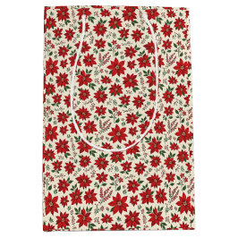 Bolsa De Regalo Mediana Bright Red Poinsettias