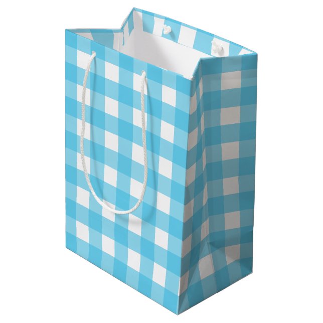 Bolsa De Regalo Mediana Brillante azul ceruleano (Angulo reverso)