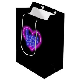 Bolsa De Regalo Mediana Brillante Neon Look Pink Blue Valentine Heart
