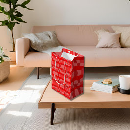 Bolsa De Regalo Mediana Brillante Rojo Bilingüe Inglés Español "Mucho Amor