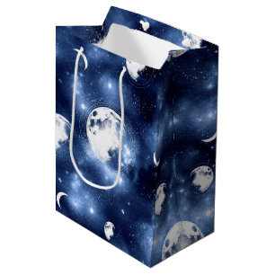 Bolsa De Regalo Mediana Brillo de luz lunar   Fases lunares en las nubes d