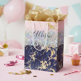 Bolsa De Regalo Mediana Brillo y mármol personalizados