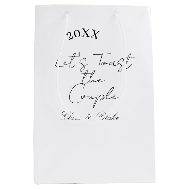 Bolsa De Regalo Mediana Brindemos por la pareja compromiso fiesta de boda  (Anverso)