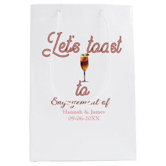 Bolsa De Regalo Mediana Brindemos por nombre de la fiesta de compromiso fe