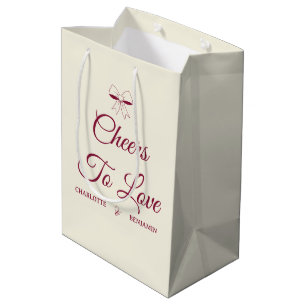 Bolsa De Regalo Mediana Brindis por el Amor Burgundy Escritura Cinta de Bo