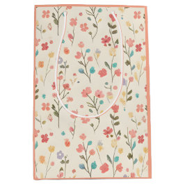 Bolsa De Regalo Mediana Brisa del Prado: Delicada Flor Silvestre Acuarela