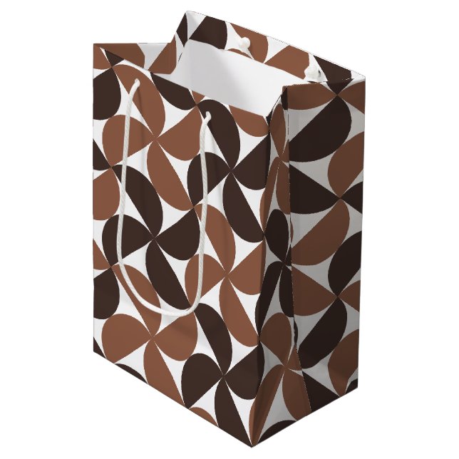 Bolsa De Regalo Mediana Brown Mid Century Modern Pattern (Angulo Anverso)