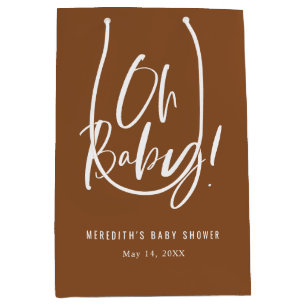 Bolsa De Regalo Mediana Brown Oh Baby Simple Calligraphy Baby Shower