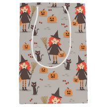 Bruja de Halloween, calabaza, gato negro