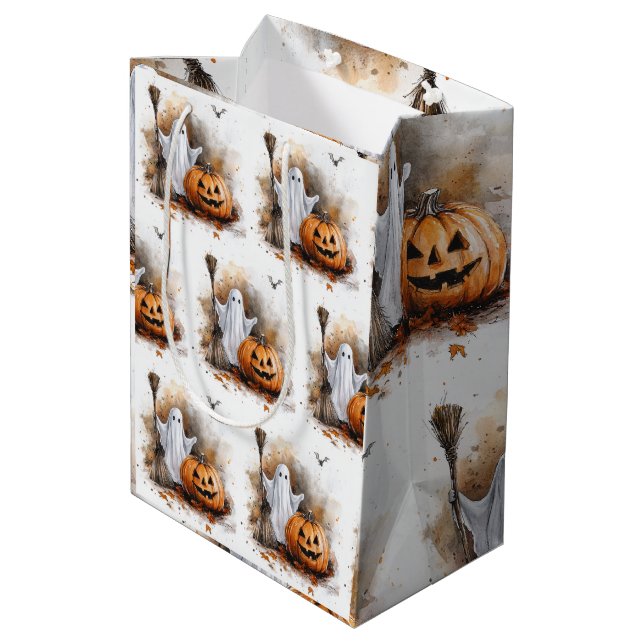 Bolsa De Regalo Mediana Bruja divertida de Halloween (Angulo reverso)