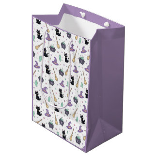Bolsa De Regalo Mediana Bruja Gato Negro Mono Envoltorio Regalo Mágico de