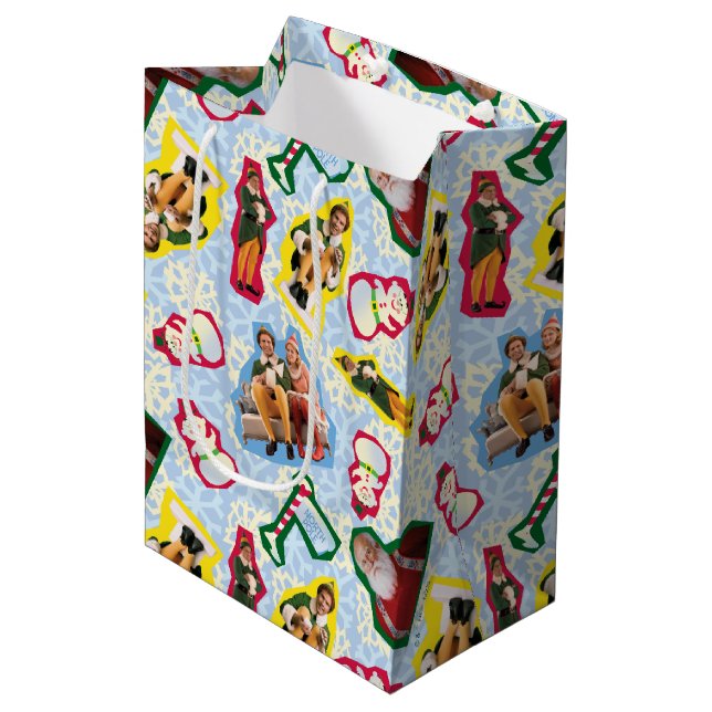 Bolsa De Regalo Mediana Buddy the Elf and Santa North Pole Pattern (Angulo Anverso)
