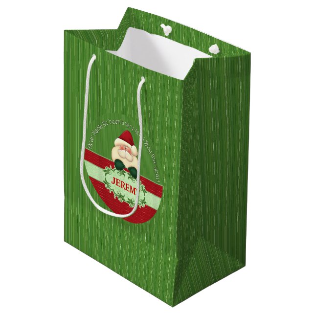 Bolsa De Regalo Mediana BUEN CHICO Navidades Santa Personalizado (Angulo Anverso)