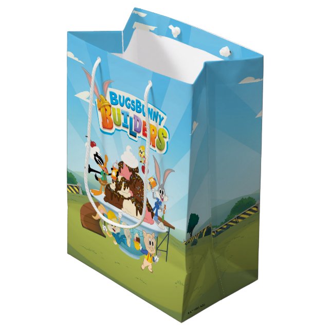 Bolsa De Regalo Mediana BUGS BUNNY BUILDERS™| Crema de hielo de Looney Bui (Angulo Anverso)