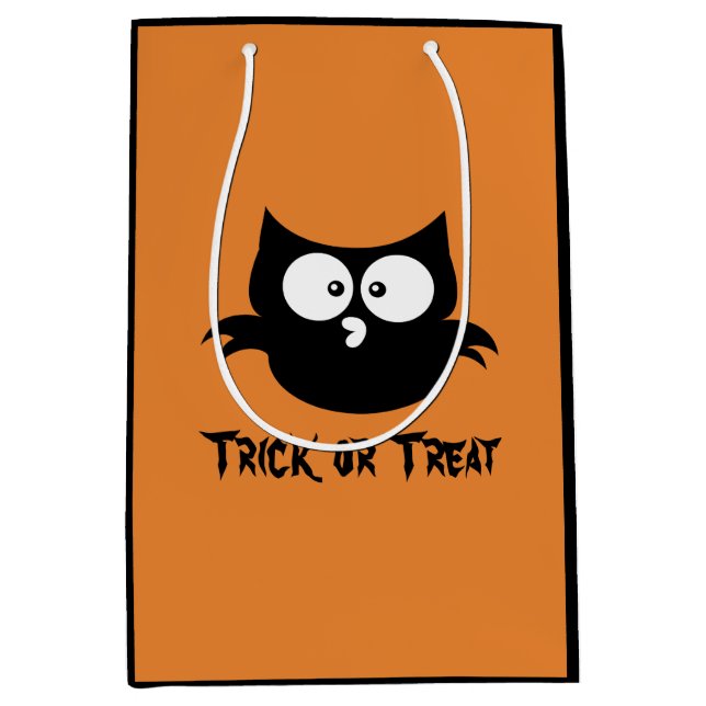 Bolsa De Regalo Mediana Búho negro de Halloween adormilado (Anverso)