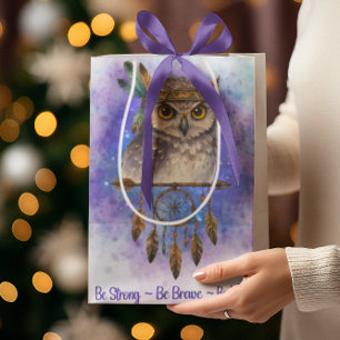 Bolsa De Regalo Mediana Búho tribal - Sé fuerte, sé valiente, sé amable