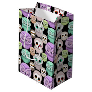 Bolsa De Regalo Mediana Búhos Pequeños y Lindos en Colores Pastel