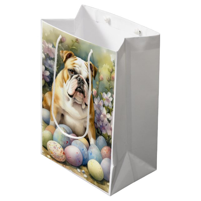 Bolsa De Regalo Mediana Bulldog con vacaciones en Pascua (Angulo Anverso)